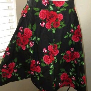 Hellbunny modcloth black rose skirt S